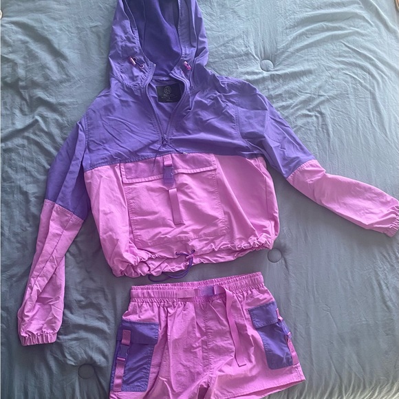 Two-piece set jacket and shorts dark and light purple. Bought from Zumiez. - Picture 2 of 3